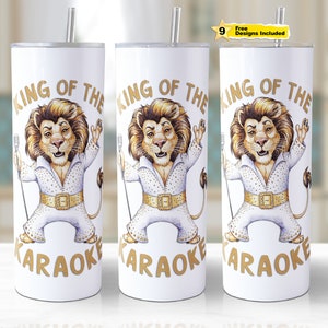 Roi du karaoké Tumbler Wrap Sublimation Design Png pour fichier de téléchargement numérique 20 oz Skinny Tumbler Wrap.