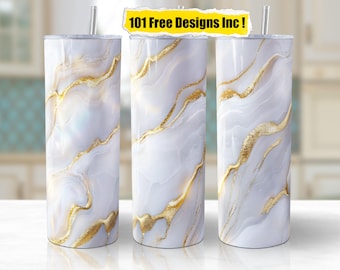 Envoltura para vaso Opal Gold Glitter: Diseño de sublimación de mármol (PNG)