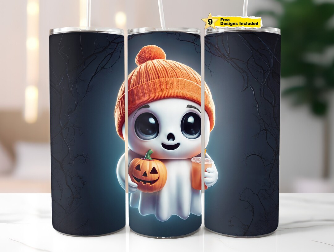 3D Cute Ghost Tumbler Wrap for 20 Oz Skinny Tumbler PNG Sublimation ...