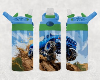 Monster Truck Sippy Cup Tumbler Wrap: 12oz Sublimation Design (PNG Download)