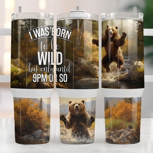 Funny Bear 40oz Tumbler Wrap Sublimation Design (Digital Download)