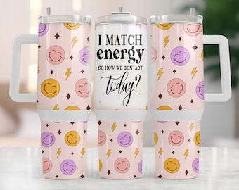 Smiley Face 40 oz Tumbler Wrap: Positive Energy Design (Digital Download)