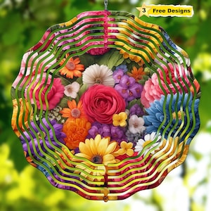 Flowers Wind Spinner PNG Colorful Wind Spinner Sublimation Design 2D Floral Wind Spinner Sublimation Template PNG  Instant Download