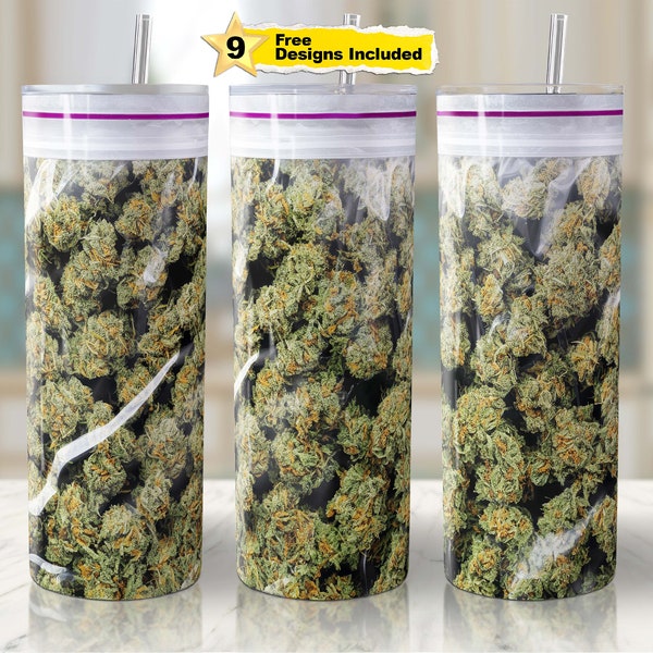 420 Weed Bag Tumbler Wrap PNG Bag of Cannabis 20 oz Seamless Wrap For Sublimation Funny Pot Tumbler Png Digital File.