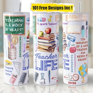 Teacher Life Tumbler Wrap: 20 oz skinny sublimatieontwerp (digitale download)
