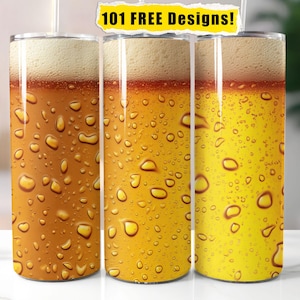 Envoltura para vaso de cerveza 3D para vaso delgado de 20 oz Diseño de sublimación PNG Descarga digital instantánea PNG Diseño de envoltura para vaso sin costuras PNG