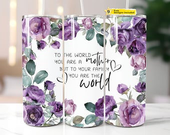 Mother's Day Purple Roses Tumbler Wrap Design (Digital Download)