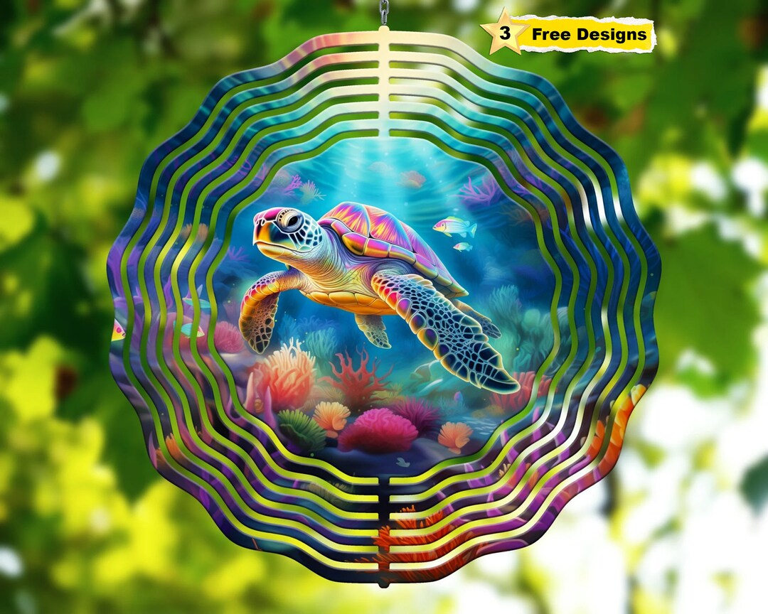 Sea Turtle Wind Spinner Sublimation Design: 10 Inch PNG (digital ...