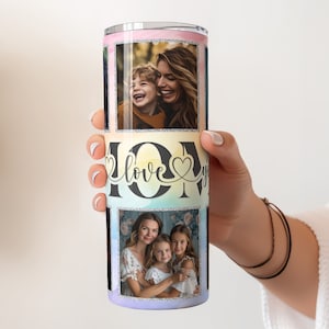 I love you mom, we love you mom, I love you mum, we love you grandmar. 20oz Tumbler Wrap Sublimation Png File. Insert 6 photos into the image. contains 6 transparency frames. Ideal for crafting a mothers day gift or birthday gift or other.
