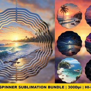 Motifs de sublimation de vrille à vent de scène de plage : lot de 7 PNG (téléchargement numérique)