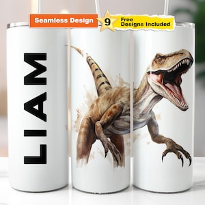 Opakowanie na kubek z dinozaurem Raptor: projekt jurajski, dodaj nazwę (pobierz PNG)