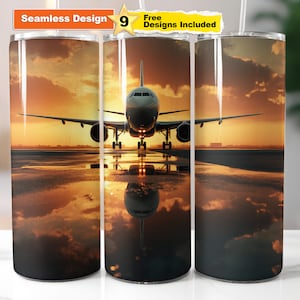 Airplane Tumbler Wrap Airplane Runway Tumbler Wrap Aviator Tumbler Wrap  20 oz Skinny Tumbler Png Seamless Sublimation Design Wrap Download