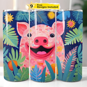 Painted Pig Tumbler Wrap 20 oz Skinny Tumbler Sublimation Design Seamless Design Digital Download File Png