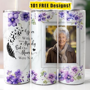 Memorial photo tumbler wrap personalized custom memorial tumbler png design file for 20oz skinny sublimation seamless wrap