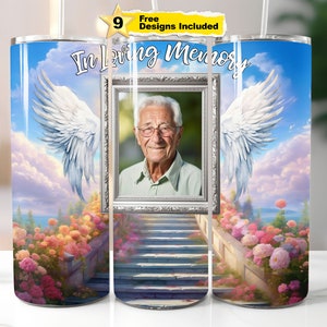 Memorial Tumbler Wrap 20 Oz Photo Frame Tumbler Wrap Design custom memorial tumbler png design file for 20oz skinny sublimation