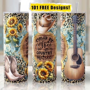 Country Music Lover 20 oz skinny tumbler sublimation designs  Guitar Country music Tumbler Wrap digital PNG Seamless Design Digital Download