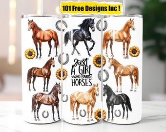 Pferde Tumbler Wrap: Mädchen das Pferde liebt PNG (Digital Download)