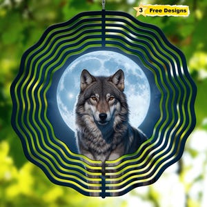 Wolf and Moon Wind Spinner Png Wind Spinner Sublimation Designs Wind Spinner Designs