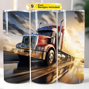 Semi Truck Tumbler PNG Wrap 20 oz Skinny Tumbler Sublimation Diesel Trucker Tumbler PNG Wrap