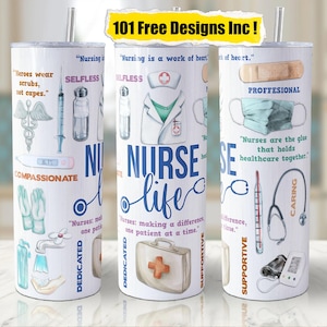 Nurse Tumbler Png Wrap 20oz Nurse Life Tumbler Wrap Nurse Quotes Tumbler Seamless Sublimation Design Digital Download
