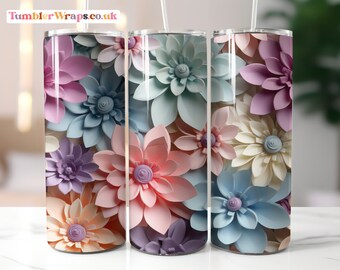 Pastel Flowers Tumbler Wrap: 20 oz Skinny Tumbler Sublimation (Digital Download)