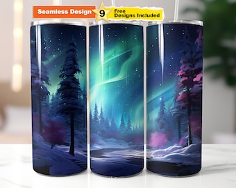 Northern Lights Tumbler Wrap: Aurora Borealis PNG (Digital Download)