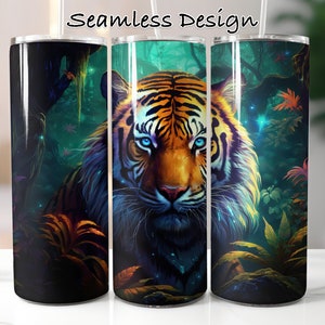 Colorful  Tiger Tumbler Wrap for 20 oz Skinny Tumbler | PNG Sublimation Design |  Instant Digital Download PNG | Seamless Skinny Design