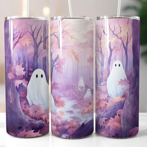 Geister Halloween Spooky Saison Tumbler Wrap Boo für 20 Oz Skinny Sublimationsbecher Wrap Pastellfarben Digital Design PNG Datei