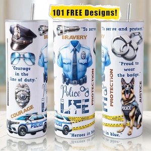 Police life 20oz Skinny Tumbler Sublimation Designs Police tumbler png Police life PNG Seamless Design Police Png File Digital Download