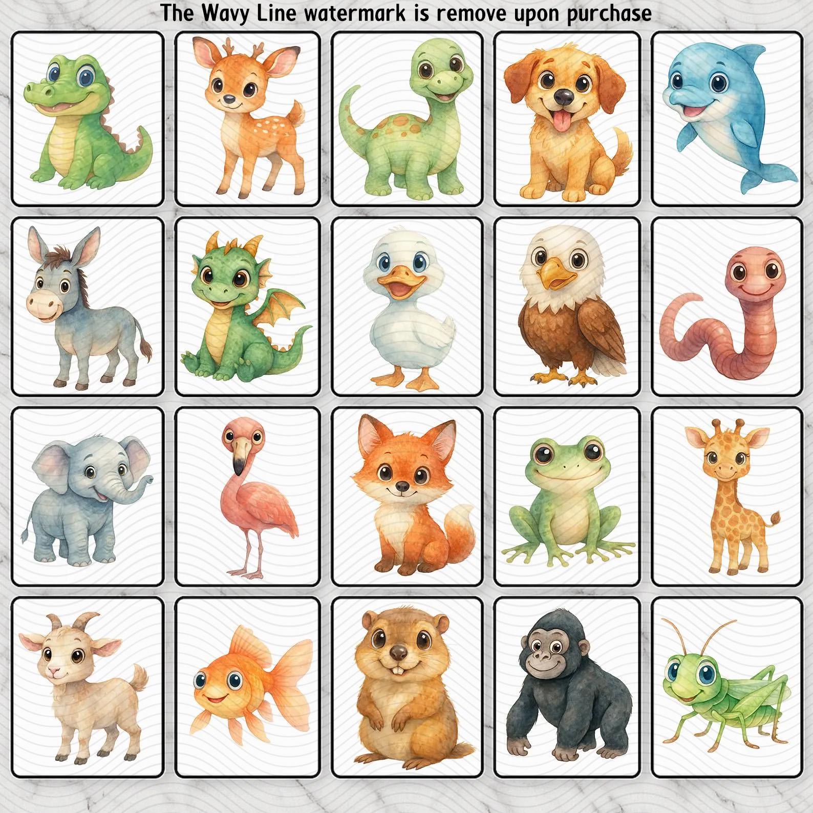 Watercolor Cute Animals Clipart 104 Cute Animal PNG Watercolor Animals ...