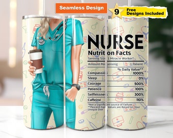 Blue Nurse Tumbler Wrap Design: 20oz Skinny Tumbler Sublimation (Digital Download)