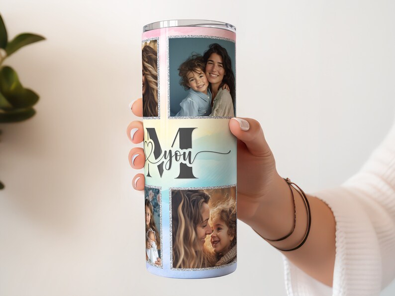 I love you mom, we love you mom, I love you mum, we love you grandmar. 20oz Tumbler Wrap Sublimation Png File. Insert 6 photos into the image. contains 6 transparency frames. Ideal for crafting a mothers day gift or birthday gift or other.