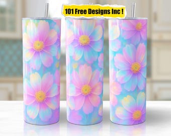 Spring Floral Tumbler Wrap: 20oz Skinny Tumbler Sublimation Design (Digital Download)