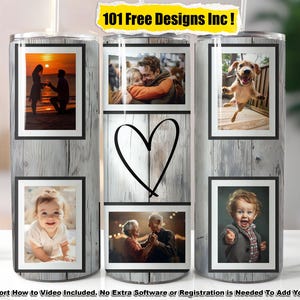 Familie Herz Foto Collage Tumbler Wrap Vorlage: 20 Unzen Skinny Sublimation (PNG Download)