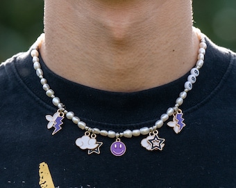 Perlenkette, Perlenkette mit Anhänger, pearl chain necklace , Süsswasserperlenkette, Perlenkette, Personalisierte Perlenkette