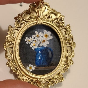 Miniature Dollhouse Painting 1:12 Original Signed Still Life Flowers