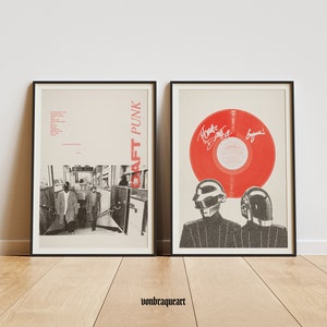 Daft Punk Set de 2 carteles - Cartel de recuerdos de acceso aleatorio - Álbum de Daft Punk - Arte de pared - Impresión digital de alta calidad - Descarga digital