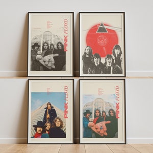 Lot de 4 affiches Pink Floyd - affiche La face cachée de la lune - estampes d'art mural Pink Floyd - impression numérique haute qualité - téléchargement numérique