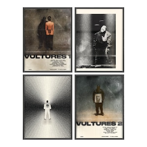 Kanye West Set of 4 Posters - Vultures 1 and 2 - Set of 4 Kanye inspired Wall Art Prints - High Quality Digital Print - Hip-Hop Home Decor