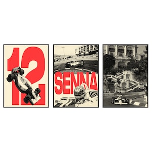 Ayrton Senna Set of 3 Posters - McLaren Honda Racing Formula 1 Poster - Wall Art Prints - High Quality Digital Print - Digital Download