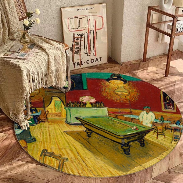Round Mat Vincent Van Gogh’s Le café de nuit (The Night Café)  - Home Decor for Art Lovers
