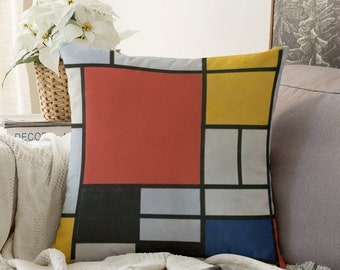 Modern Piet Mondrian Couch Pillowcase - Abstract Geometric Design for Home Decor