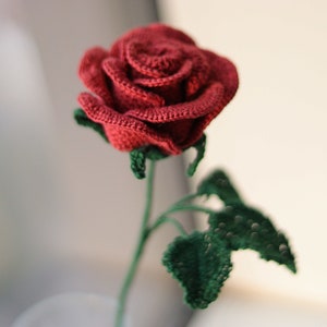 Crochet Red Rose Digital Pattern and  Tutorial Video