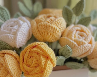 Crochet Chubby Rose Digital Pattern and  Tutorial Video