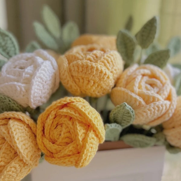 Crochet Chubby Rose Digital Pattern and  Tutorial Video
