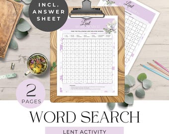 Lent Word Search, Activity for Lent, Holy Week and Easter, Faith Game for Adults, Christian Printable US & A4, Print at Home, GG001