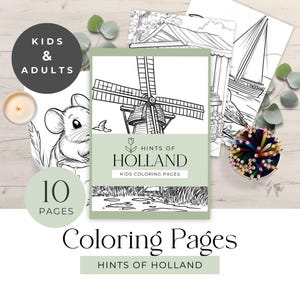 Holland Coloring Pages - 10 Dutch-Inspired Printable Sheets for Kids and Adults, Windmill and Countryside Theme, Print at Home | GG010