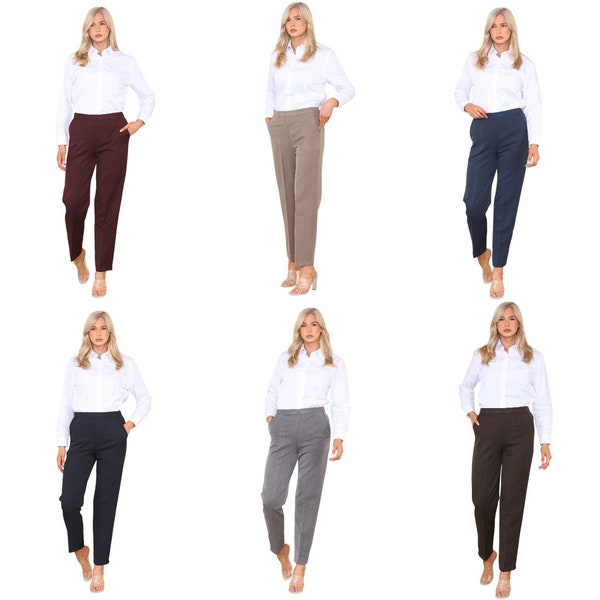 Pantalon extensible dans les deux sens pour femme, taille semi-élastiquée à l'intérieur de la jambe, 29 pouces (long)