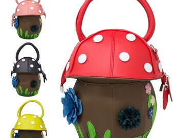 Women Grab Strap Multi Colour Handbag Ladies Mushroom Shape Crossbody Bag 9710