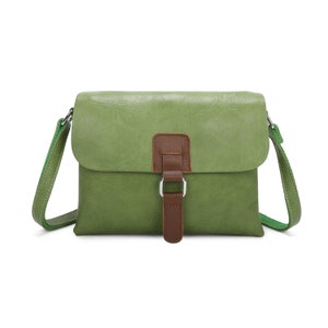 Women Buckle Flap Crossbody Satchel Bags Ladies Travel Shoulder Messenger Handbag F8525 Green
